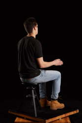 Whole Body Man White Slim Sitting Studio photo references